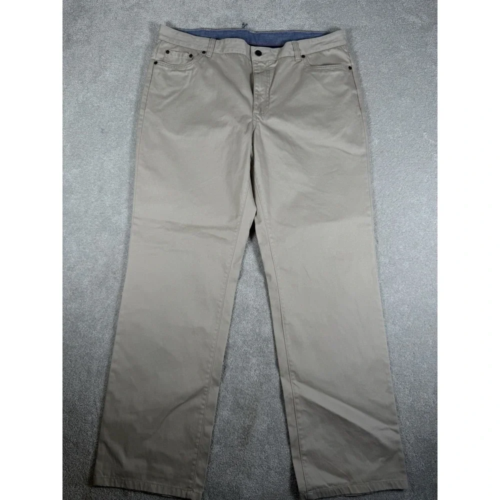 LL Bean Men's Beige Khakis Standard Fit 38x32 ID 500233 Straight‎ Leg Lakewashed